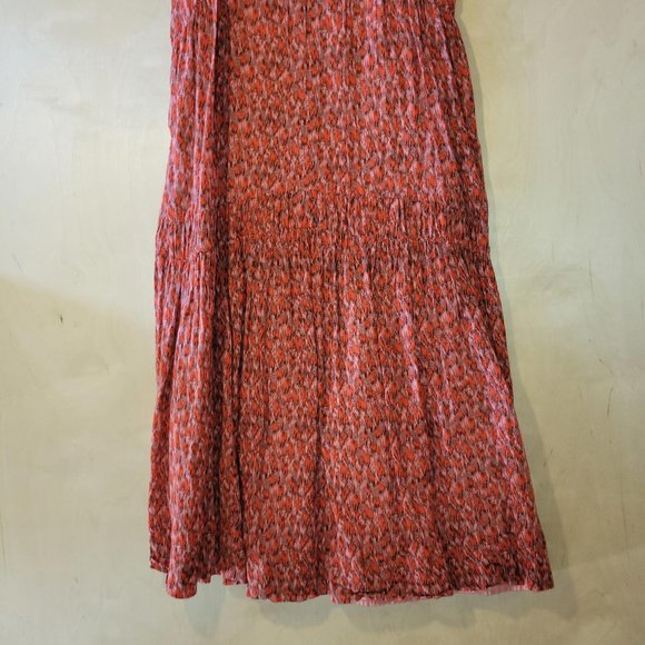 Joie TEA ROSE Coral Black Tiered Sleeveless Cotton Lined Maxi Dress Women Size S - Picture 8 of 9